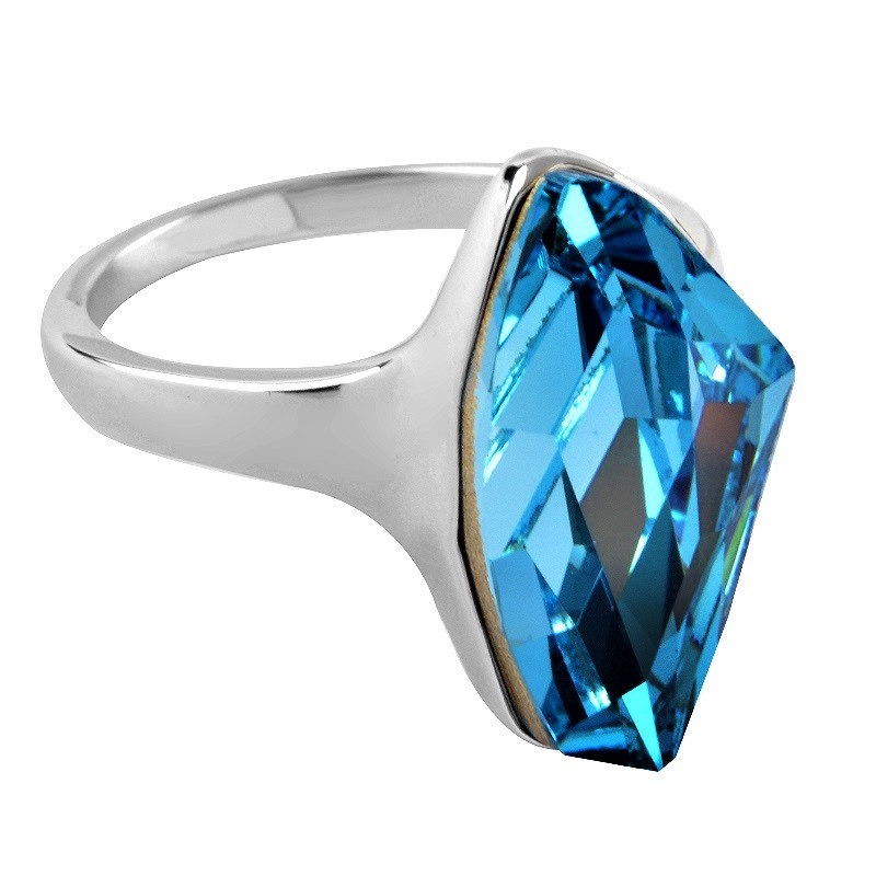 Anillo Cristal Swarovski Azul Celeste Baño Rodio Farcelli Jewelry INCLUYE CAJA PARA REGALO