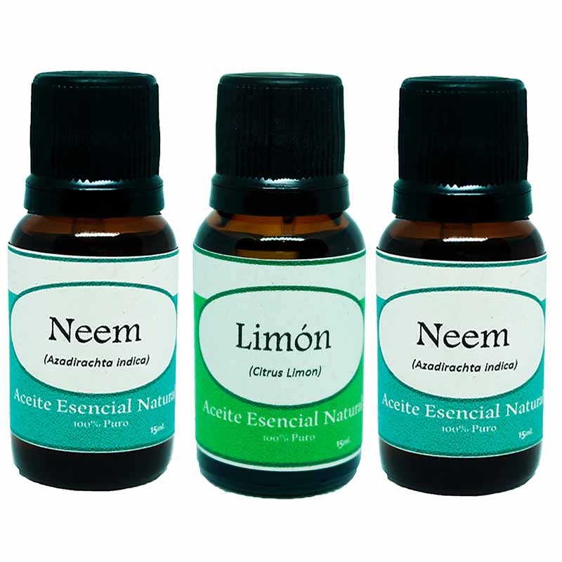 Neem Limon Neem Aceite Esencial Natural 3 Frascos Kit Aromaterapia Krisamex