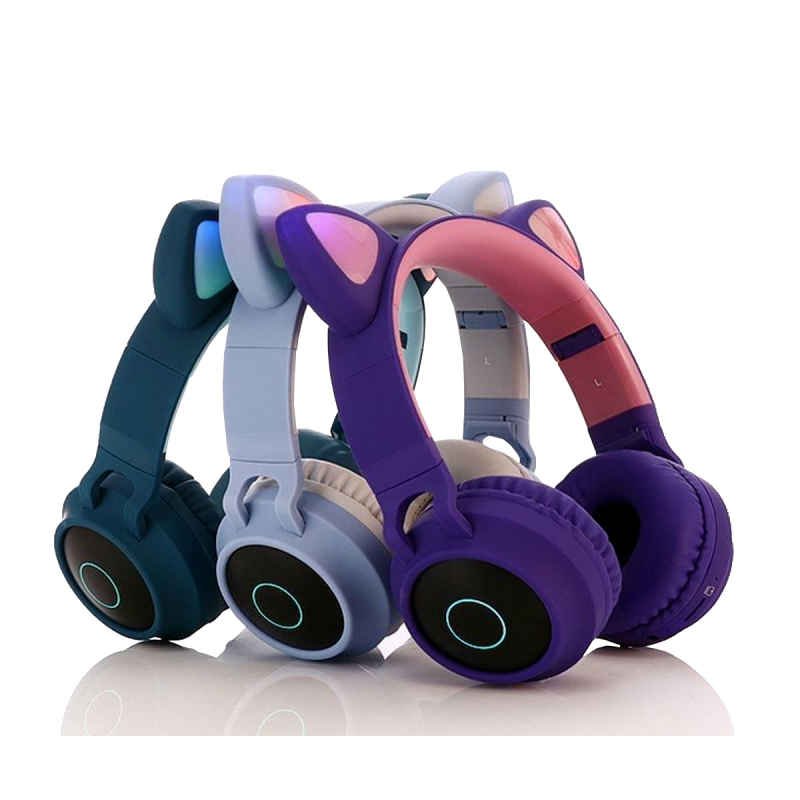 Auriculares inalámbricos para niños, auriculares Bluetooth inalámbricos con  luz LED para niñas con micrófono, auriculares sobre la oreja para la
