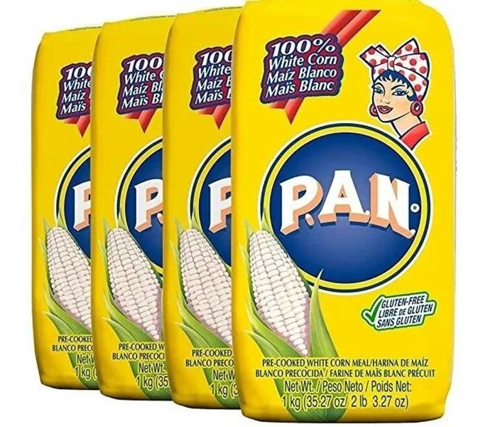 Harina pan precocida pack de 4pz arepas en 5 min harina de maíz blanco 