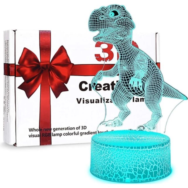 Lampara De Noche Usb Con Forma De Dinosaurio 3d