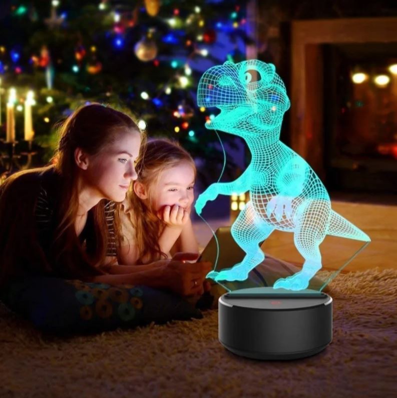 Lampara De Noche Usb Con Forma De Dinosaurio 3d