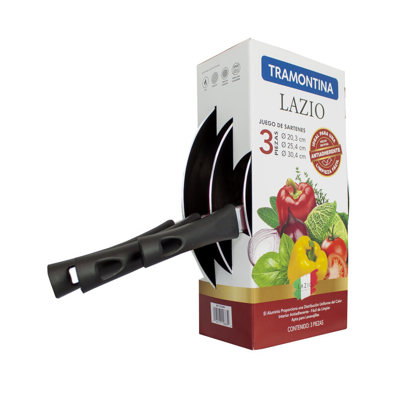 Juego De 3 Sartenes Italianos Tramontina Lazio Color Rojo