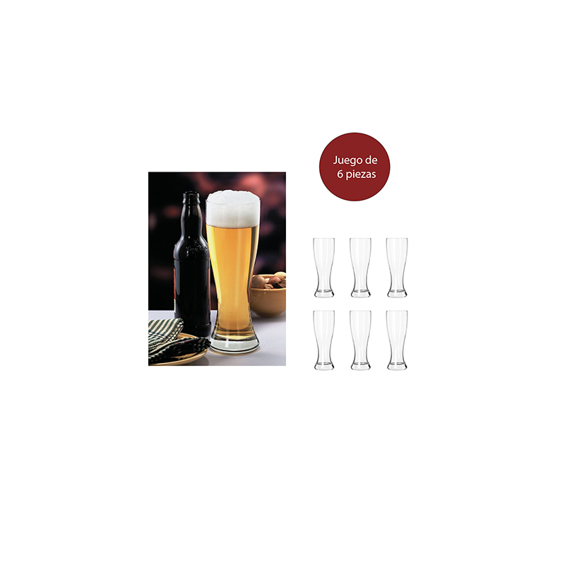 Juego de 6 vasos  grandes  para cerveza, diseño muy elegante de 23 Oz c/u -1623