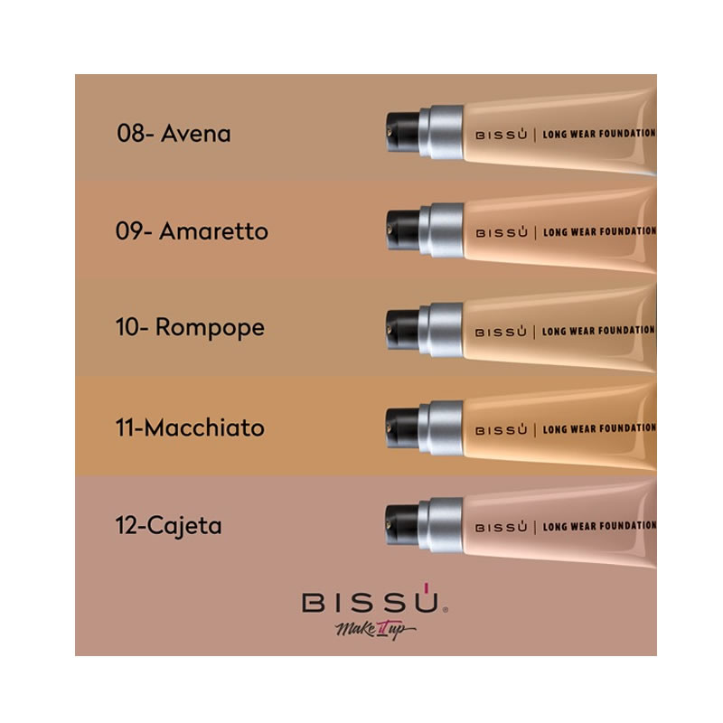 Maquillaje Líquido Bissú Natural Ligero Duradero Varios Tonos