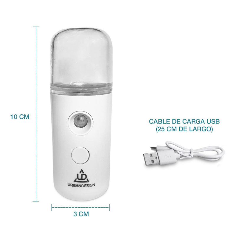 Desinfectante Spray Recargable Gran Shopping, USB Blanco