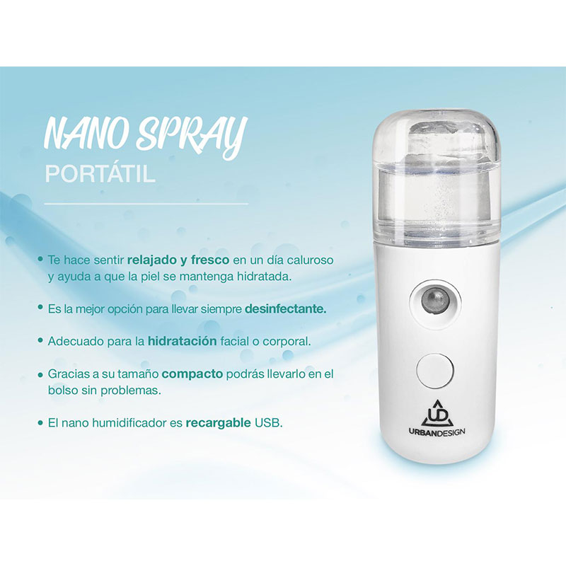 Desinfectante Spray Recargable Gran Shopping, USB Blanco