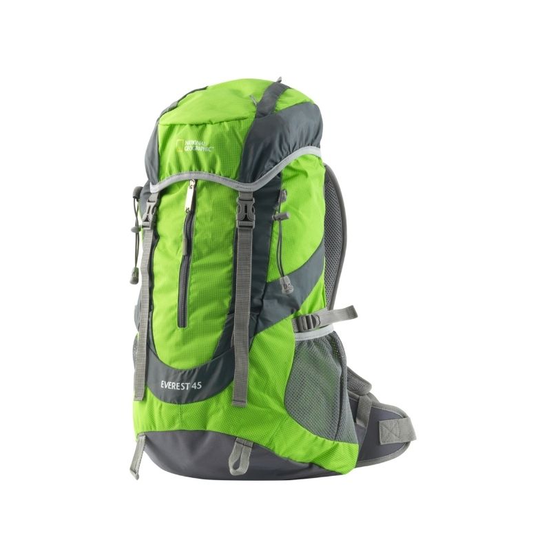 Mochila para senderismo trekking Everest 45 litros verde con gris National Geographic MNG245