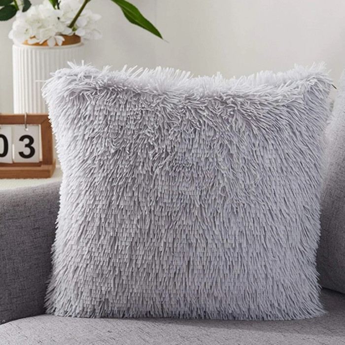 Cojín Decorativo Peludo tipo peluche 45X45CM, Felpa Suave para la decoración de salas, oficina o recamara