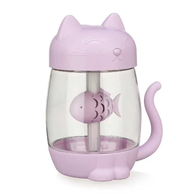 Humidificador Gato con pez Gadgets & fun  ideal para aromaterapia con luz Led  interna ultra silencioso 