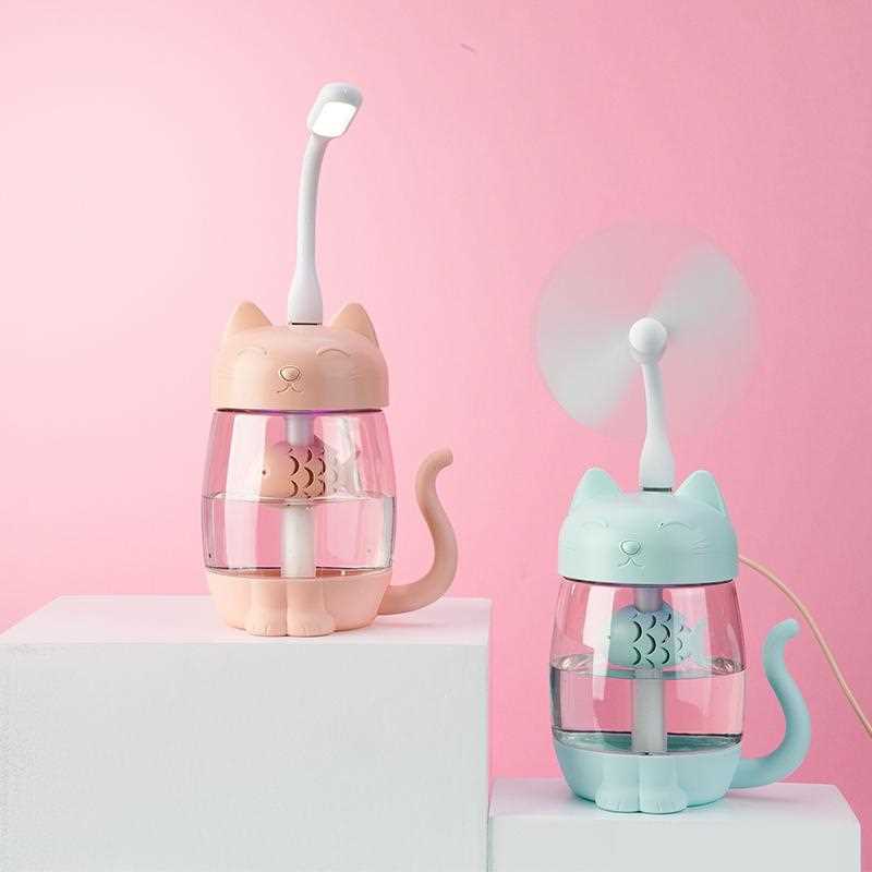 Humidificador Gato con pez Gadgets & fun  ideal para aromaterapia con luz Led  interna ultra silencioso 