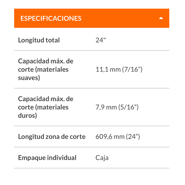 CORTADOR DE CADENAS CORTAPERNOS CIZALLAS PINZAS PARA CORTAR DE 24 TRUPER