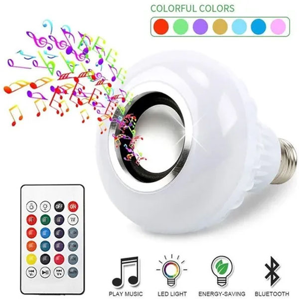 Foco Bocina Led Multicolor Bluetooth Control Remoto 12w
