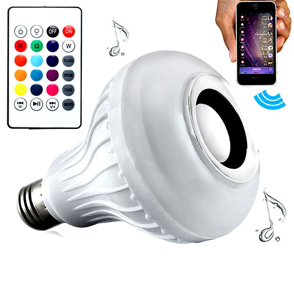Foco Bocina Led Multicolor Bluetooth Control Remoto 12w