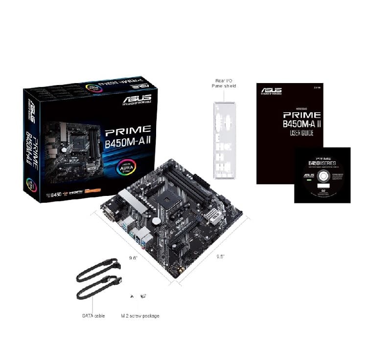 Tarjeta Madre PRIME B450M-A II Zócalo AMD AM4 PLACA MADRE PC ENSAMBLE 128GB NEGRO HDMI COMPUTADORA