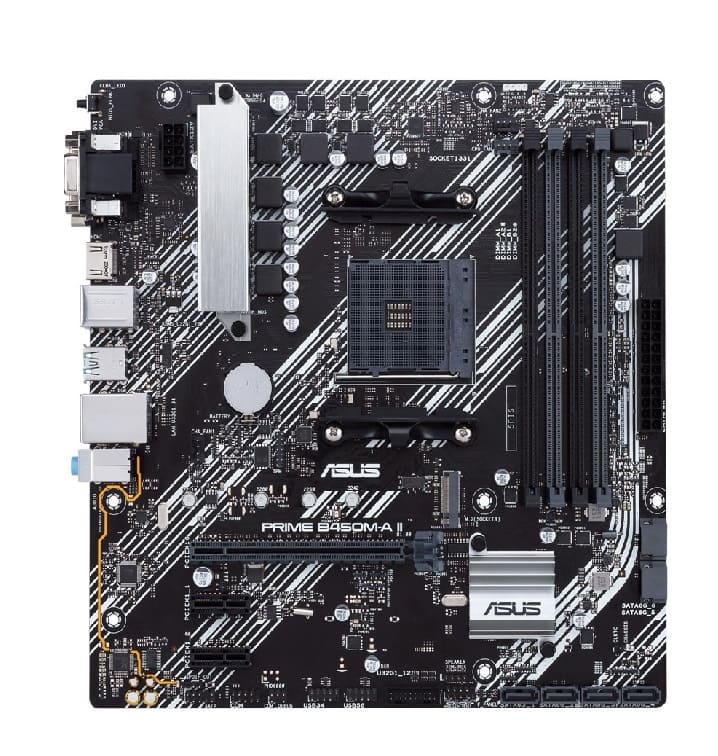 Tarjeta Madre PRIME B450M-A II Zócalo AMD AM4 PLACA MADRE PC ENSAMBLE 128GB NEGRO HDMI COMPUTADORA