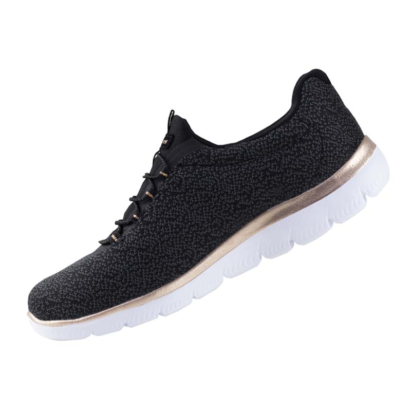 TENIS DEPORTIVOS PARA DAMA SKECHERS SUMMITS 12998 NEGRO ORO MEMORY