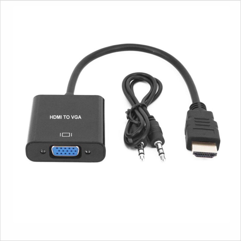 CONVERTIDOR ADAPTADOR HDMI A VGA CON AUDIO  3.5 MM