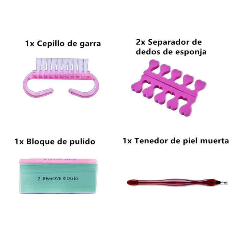 Gelish Uñas Básico, lampara Uv, Nail Drill, Esmaltes y Pinceles Kit de Manos 45 Pzas