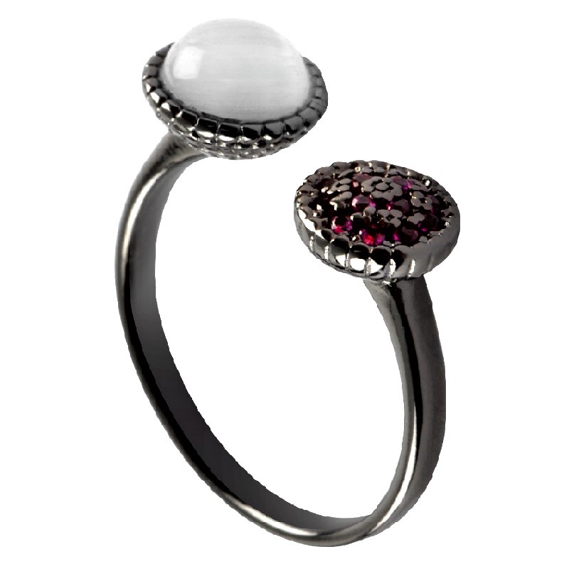 Anillo FARCELLI JEWELRY Rodio en Color Negro Swarovski Elements INCLUYE CAJA PARA REGALO