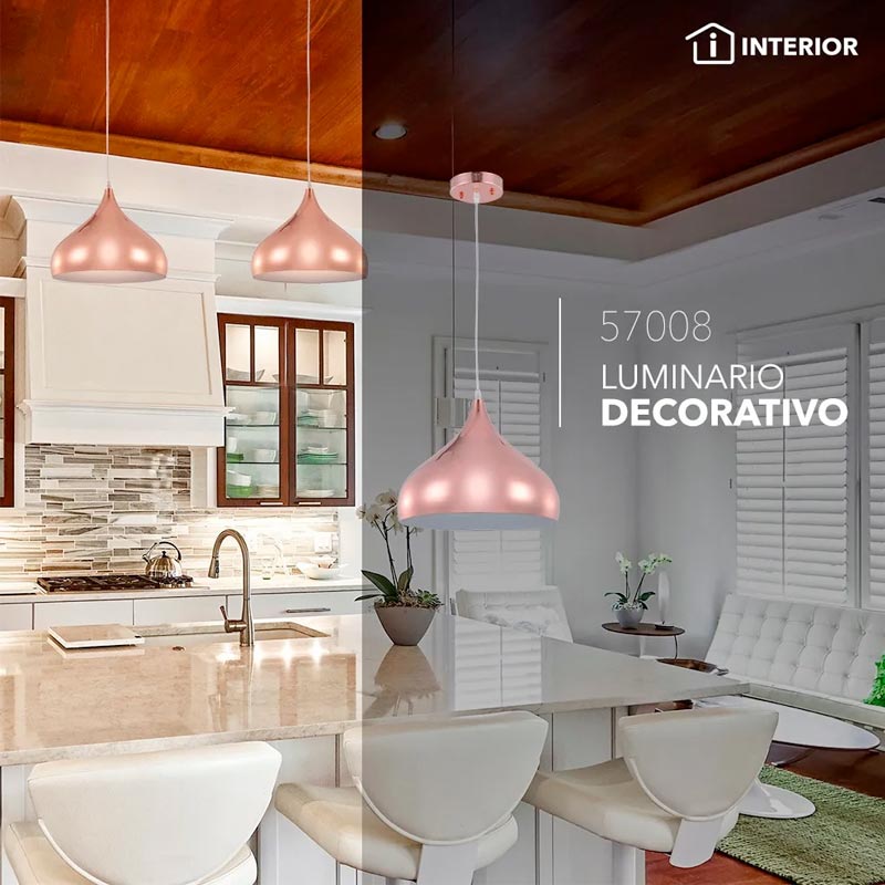 Candil Decorativo Rosa Metálico Lámpara Colgante Aluminio