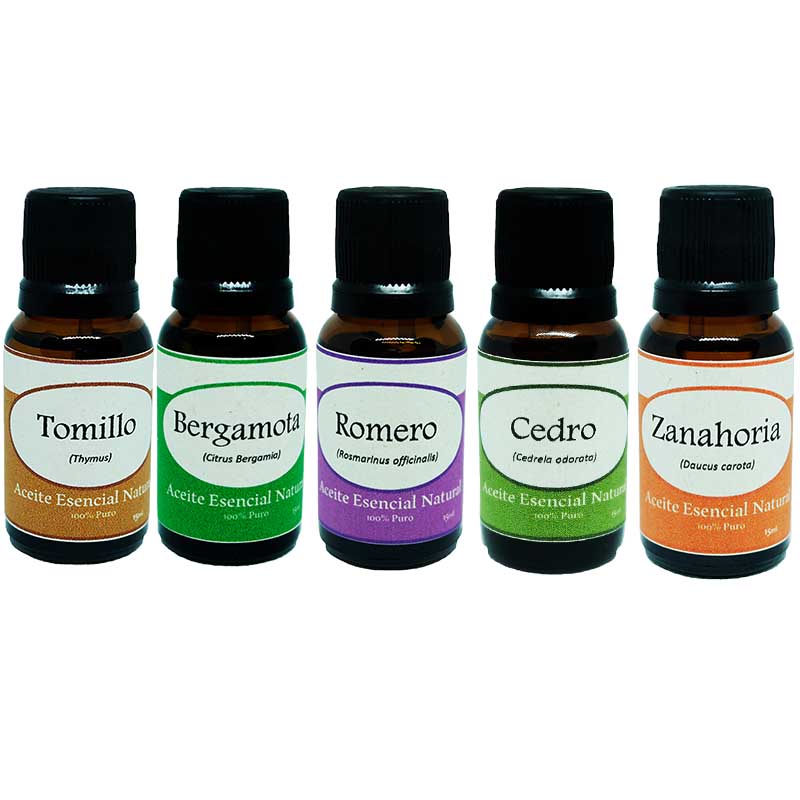 Tomillo Bergamota Romero Cedro Zanahoria Aceite Esencial Natural 5 Pzas Krisamex