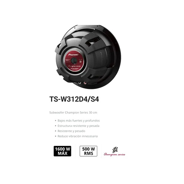 Woofer Pioneer 12  Champions Series De 1600watts Ts-w312d4