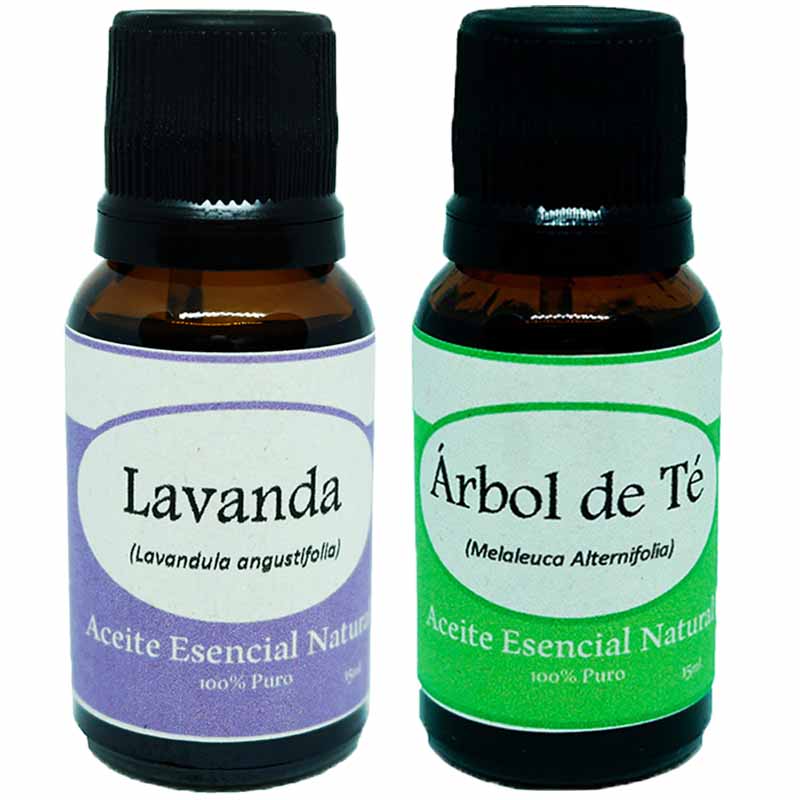 Lavanda Arbol de Te Aceite Esencial Natural 2 Frascos Kit Aromaterapia Krisamex