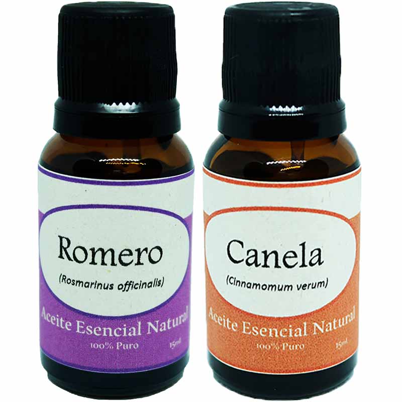 Romero y Canela Aceite Esencial Natural 2 Frasco Aromaterapia Difusor KRISAMEX