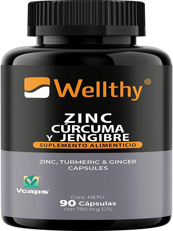 Zinc + cúrcuma + jengibre Wellthy 90 caps