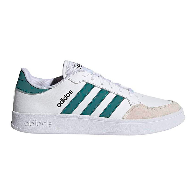 Tenis Adidas Breaknet FZ1839 Blanco Franjas Verdes Hombre