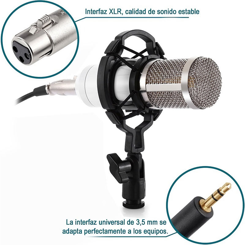Microfono Condensador  Kit Youtuber Blanco