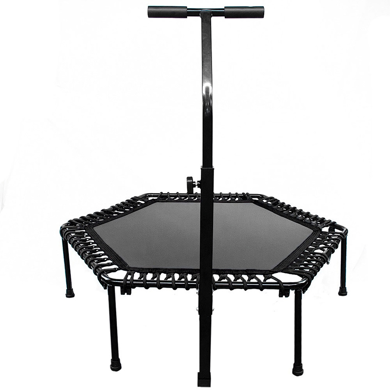 Trampolin Hexagonal 50" Barra Ejercicio 150KG Fitness Ejercicio Agarradera Gym Aerobics Negro