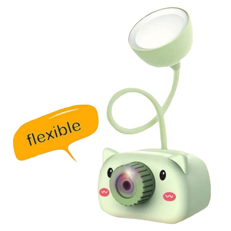 Lampara De Cerdito Con Sacapuntas, Porta Lápiz Y Celular Verde