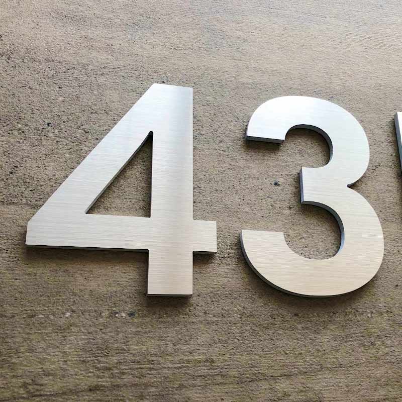 Numeros para casa - 18cm - Delgados - Aluminio Cepillado - Numeros Residenciales®