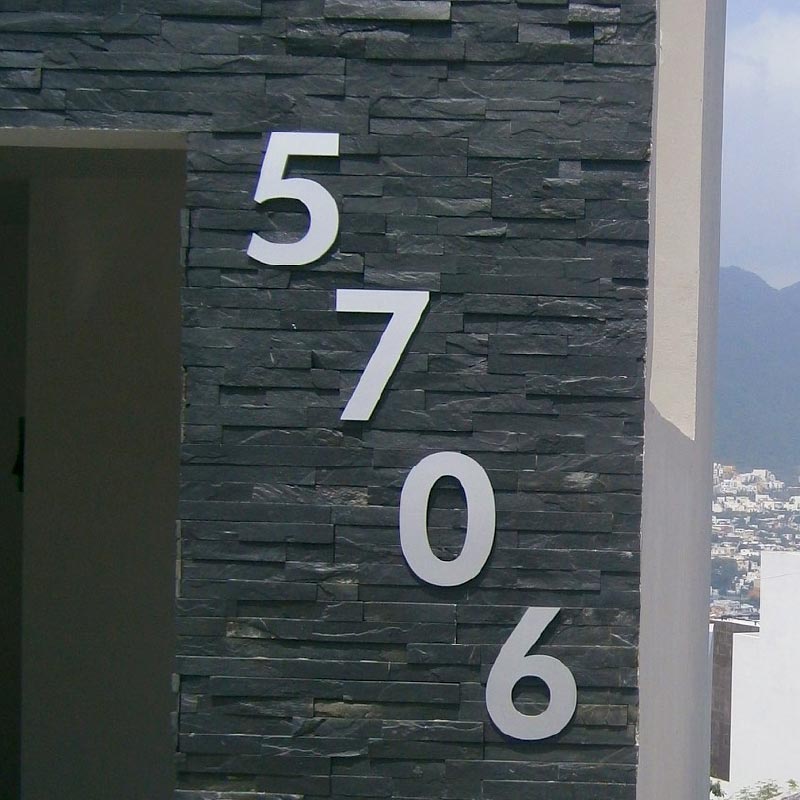 Números De Casa Para Exterior - 10 Cm De Altura - Autoadesivo - Alumínio Escovado Moderno