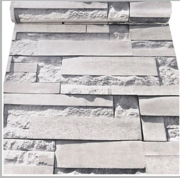 PAPEL TAPIZ PIEDRA LAJA GRIS ADHERIBLE 2m X 45cm TP04