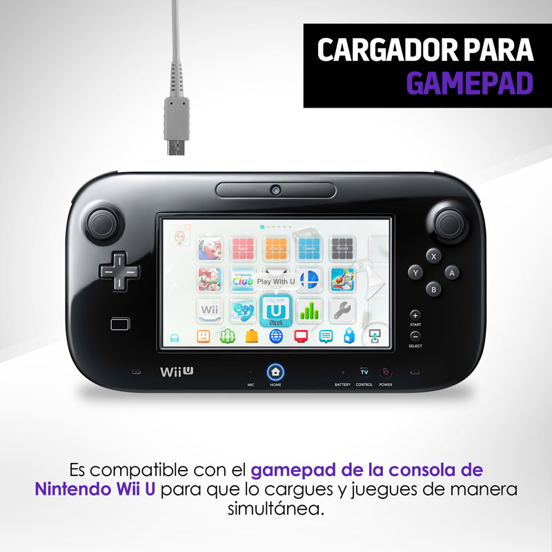 Cargador para Nintendo Wii U Gamepad 2 m Redlemon