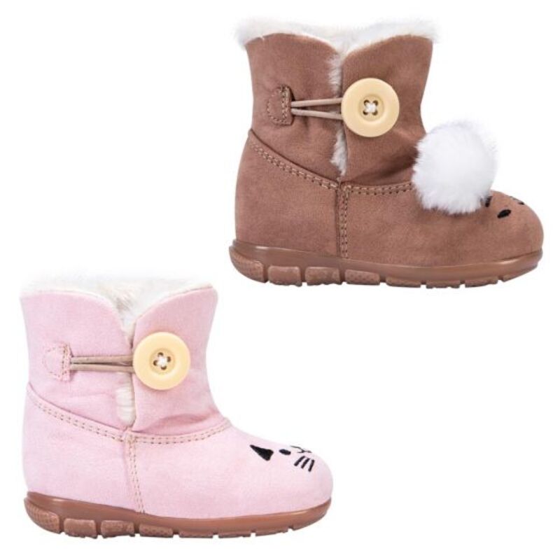 Kit De 2 Pares De Botas Para Bebe Niña Rosa Y Café 329