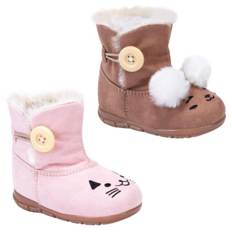 Kit De 2 Pares De Botas Para Bebe Niña Rosa Y Café 329