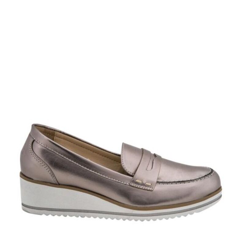 Zapatos Confort Para Mujer Con Plataforma Gris Metálico 309