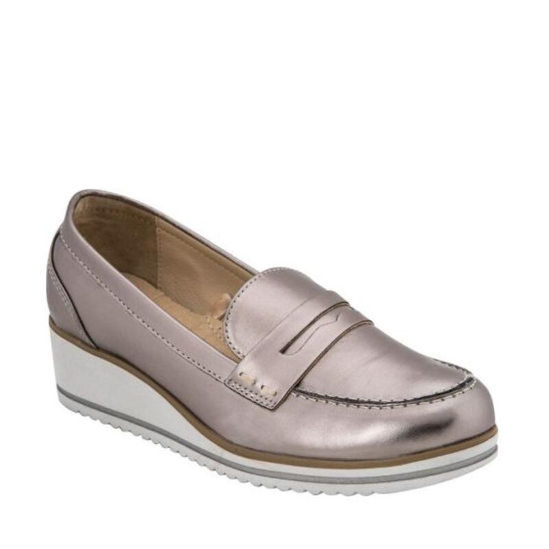 Zapatos Confort Para Mujer Con Plataforma Gris Metálico 309