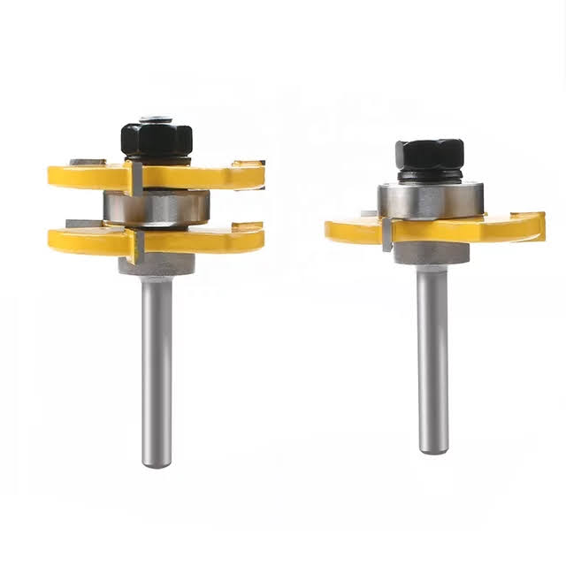 Kit 2 Brocas Fresas Para Router Ensamble Lengüeta y Ranura ( Machimbrado) Zanco 1/4