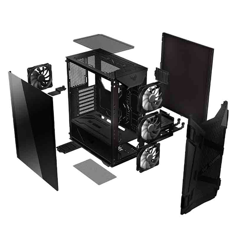 GABINETE ASUS TUF GAMING GT301 RGB CRISTAL TEMPLADO ATX.