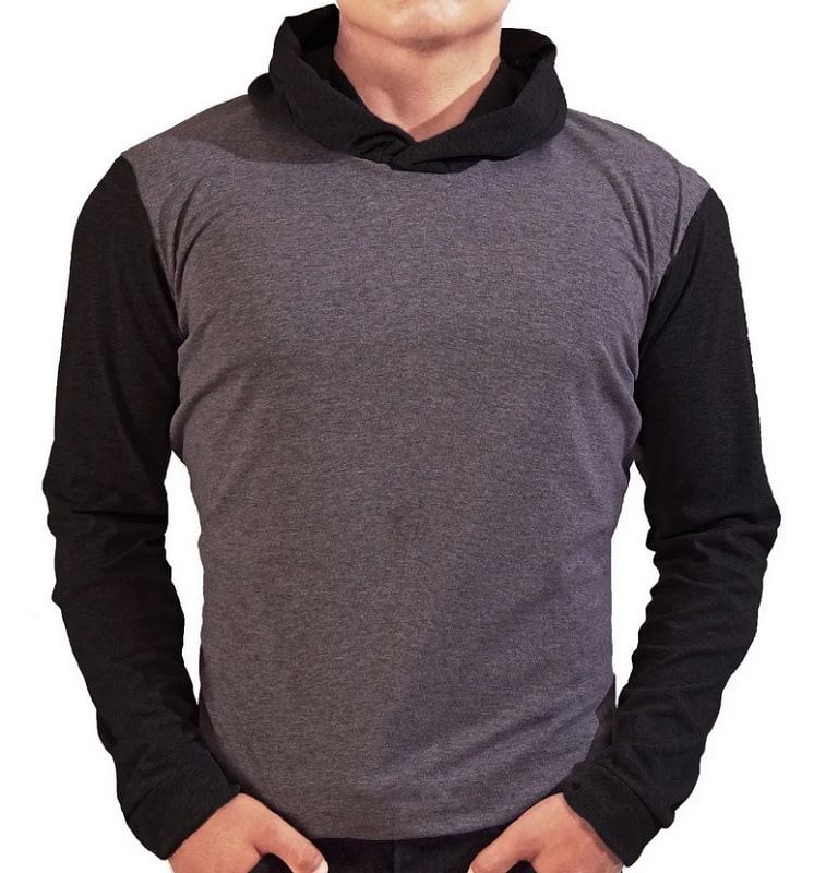 Playera Manga Larga Con Gorro Hombre, Basica, Capucha