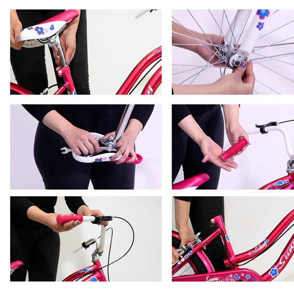 Bicicleta para niña Unibike Girl Power Rodada 16, Blanco-Rosa, con rueditas de entrenamiento