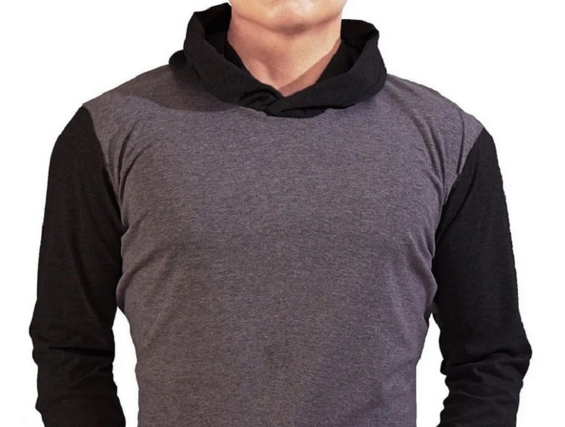 Playera Manga Larga Con Gorro Hombre, Basica, Capucha