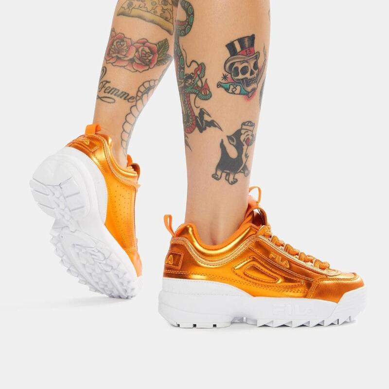 Tenis Fila Disruptor II Naranja Metálico de Dama