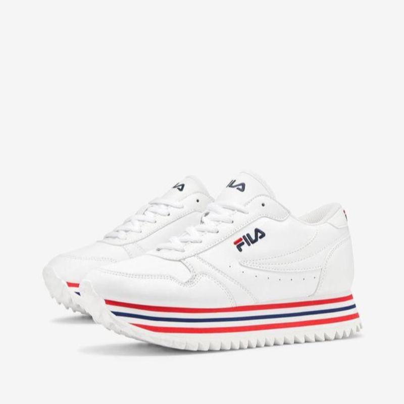 Tenis Fila Orbit Stripe Blanco Azul Rojo de Dama