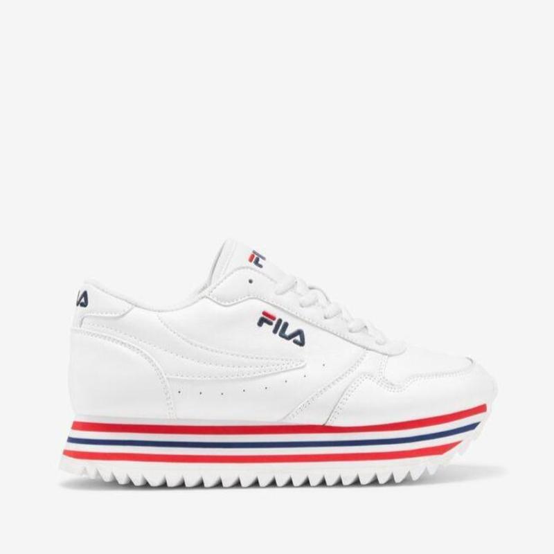 Tenis Fila Orbit Stripe Blanco Azul Rojo de Dama